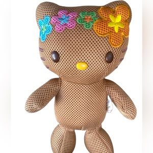 VTG 2003 Hello Kitty Brown Mesh Plush Embroidered Flowers 10" CLEAN